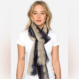 Johnny Was Women's Shibori Cashmere Blend Scarf Boho Indigo & Beige 80" by 28"